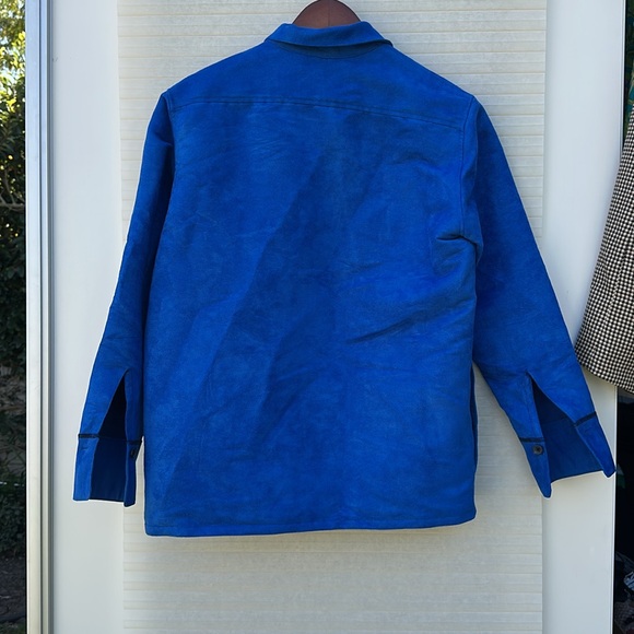 Index Series by Anna Pang Suede Vintage Blue Button Down Jacket size Medium - Picture 3 of 4